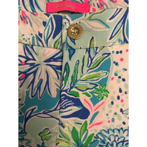 NWT Lilly Pulitzer Coastal Blue Lion Around Stretch Knit Shorts w/ Pockets Sz 4 - Picture 3 of 15